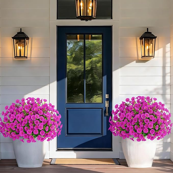 Yastouay Artificial Flowers for Outdoors, 26 Bundles Fake Outdoor Flowers, UV Resistant Artificial Plants & Flowers for Decoration, Fuchsia Realistic Morning Glory for Outdoor Porch Garden Decoration