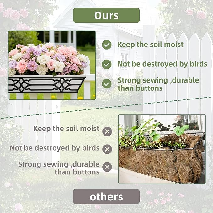 Window Planter Box, Railing Planter Box with Non-Woven Fabric Liners, 4 Pack 24" Hanging Flower Baskets for Outdoor Plants, Metal Deck Railing Planters with Adjustable Brackets, Apartment Balcony