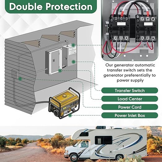 50 Amp Automatic Transfer Switch for RV,Speedboats,Travel Trailer,Camper Van,120V Generator Transfer Switch for Inverter/Shore Power/Generators