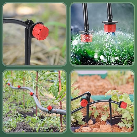 VIHOSE 328 FT Drip Irrigation System Kit 1/4" Blank Distribution Tubing Automatic Garden Watering Sprinkler System Sprinkler Kit for Garden Raised Bed Greenhouse Yard Lawn Plant Misting System