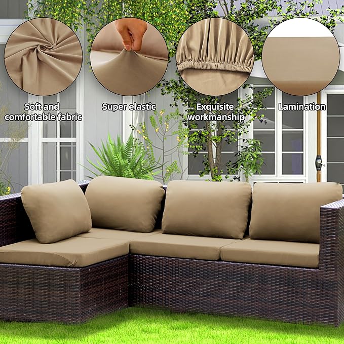 Outdoor Cushion Covers Set,8PCS Patio Furniture Couch Seat Slipcovers, Replacement for Sofa Sectional Chair(Cover，Only)