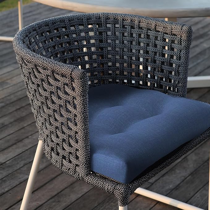 LVTXIII Outdoor/Indoor U-Shaped Wicker Seat Cushion, Decorative Tufted Chair Pads Seat Cushions Set for Patio Garden Home Office Furniture, 19”x19”x4”, 2 Pack, Navy Textured