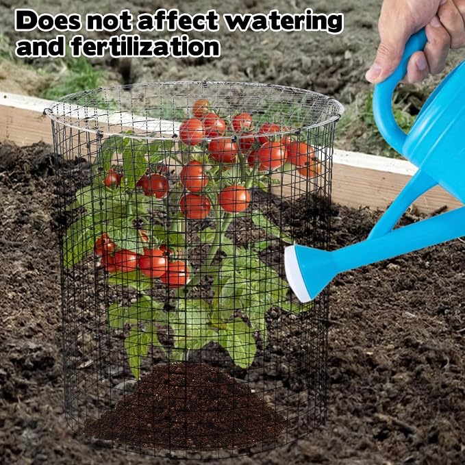 6 Sets of 18'' x 12'' Garden Plant Protectors from Animals with Detachable Covers Metal Plant Cage Chicken Wire Cloche with Ground Stakes and Nylon Tie Wire Plant Cage to Keeping Bunny Animals Out