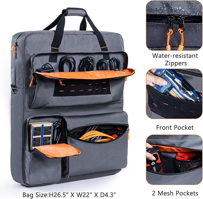 Travel Carrying Case Compatible with Jackery SolarSaga 100W 100X 200W - Solar Panel Storage Bag for 2 Battery Panels with Multiple Pocket