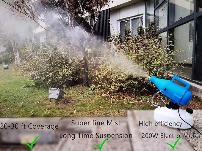 Electric ULV Portable Fogger Sprayer Machine 4.5L (1.2 Gallon) Cold Fogger Machine Spraying Distance 30ft for Home, Hotel, Church, School, Yard