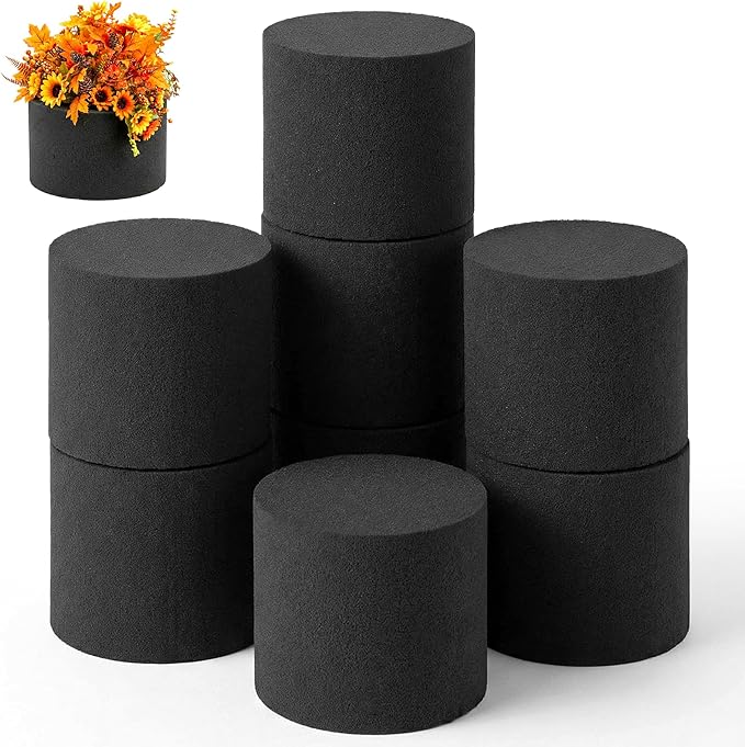 Reusable Floral Foam Round Blocks,Black Flower Foam Round for Artificial & Dried Flowers, Dry Floral Foams Styrofoam for Artificial Flowers (8Pack,3")