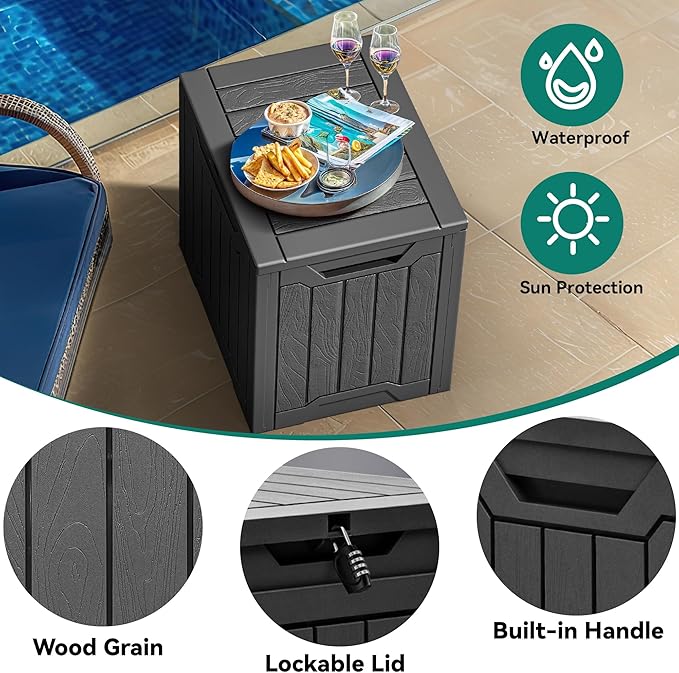 YITAHOME 31 Gallon Deck Boxes Set of 2, Lockable Outdoor Storage Bins for Patio Cushions, Garden Tools, Weather-Resistant Resin Storage Solution, Black