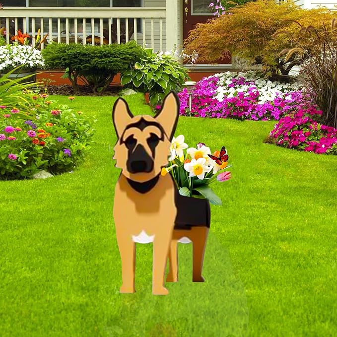 German Shepherd Dog Planter Plant Pots,Cute Large Dog Flower Planter,Gifts for Pet Lovers,Unique Animal Plant Pots,Office,Indoor Outdoor Garden Decor(9.84 * 6.77 * 17in)