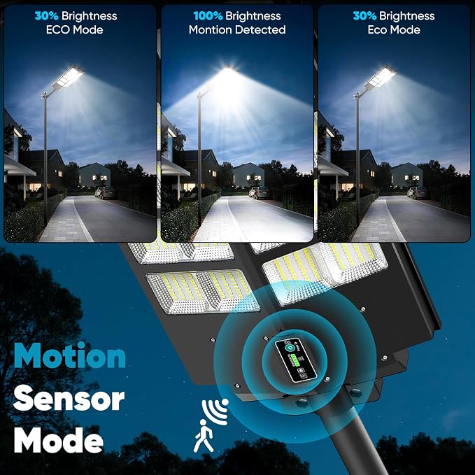 26" Large Solar Street Lights Outdoor Waterproof - 9000W 120000LM Solar Powered Parking Lot Light Dusk to Dawn,Motion Sensor Commercial LED Solar Flood Lights Remote Control for Outside