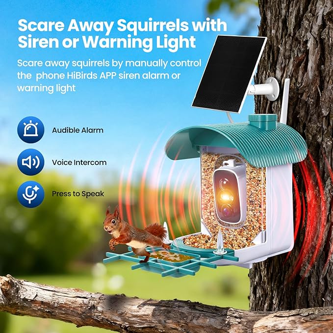 Smart Bird Feeder with Camera : 2K HD Video Live Stream, AI Birds Species Identification ＆ Instant Arrival Alerts, Solar Bird Feeder Camera for Outdoor Backyard, Ideal Gifts for Families nature lovers