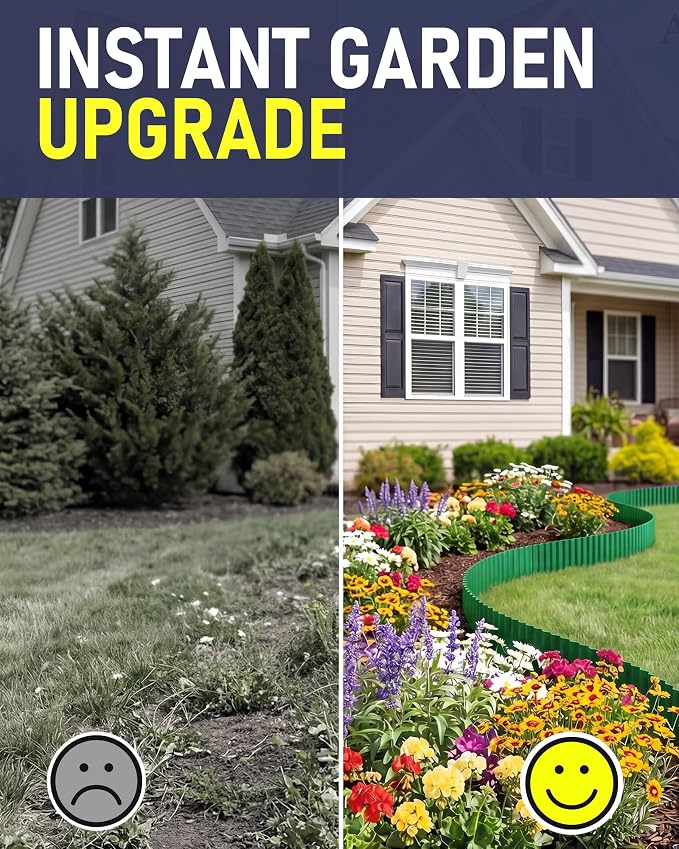 Corrugated Metal Garden Edging, 6"×40Ft Durable Landscape Border for Garden, Lawn, Flower Beds and Paver Edging (Green)