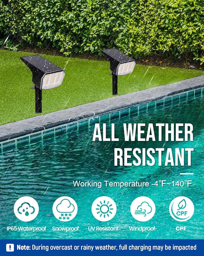 AUDERWIN Solar Lights Outdoor Waterproof IP65, 63 LED 3 Lighting Modes Solar Powered Yard Garden Spot Lights for Outside Landscape- 3 Pack (Cool White)