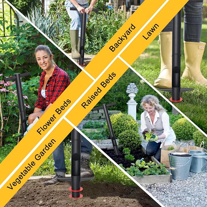 Bulb Planter & Sod Plugger - 34" Long Handle Grass Plugger Tool for Lawn Repair, Heavy Duty Garden Hole Digger with Easy Plug Release for Zoysia Plugs, Bare Spots, Tulip Planting,Turf Transplanting