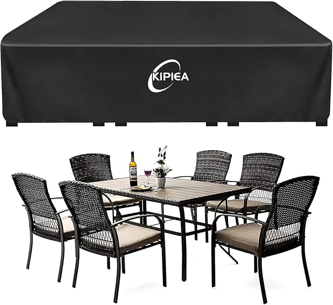 Kipiea Outdoor Furniture Covers Waterproof, 420D Heavy-Duty Patio Furniture Set Covers, No Tears Anti UV No Fading (96" L x 63" W x 40" H)