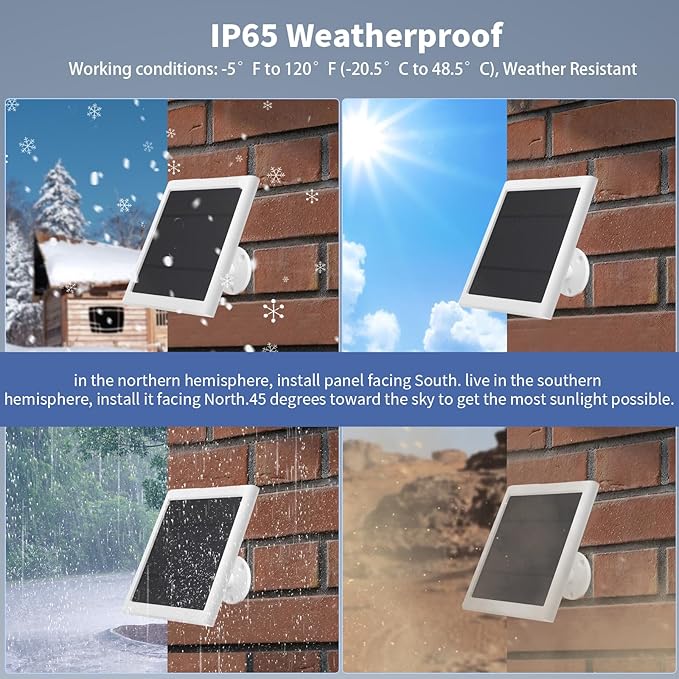 3 Pack Solar Panel for Ring Camera(2nd Generation) Dustproof Waterproof 5W Solar Panel with 10FT/3M Long Cable for Stick Up & Pro Spotlight Cam Battery for Security Camera