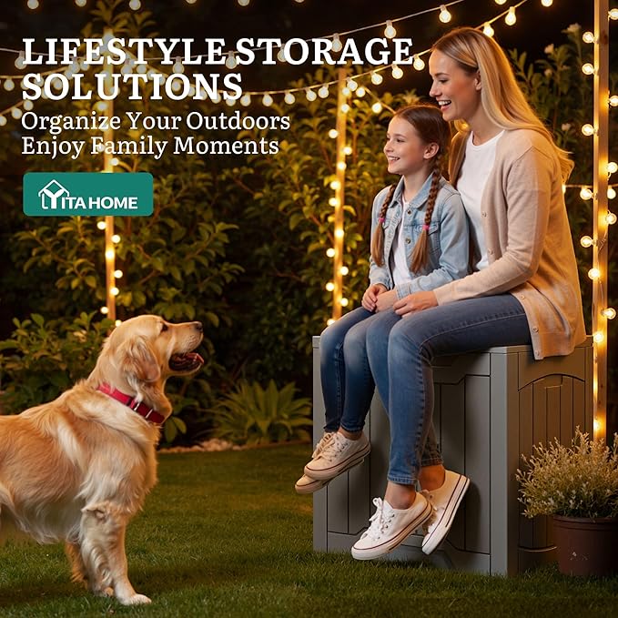 YITAHOME 31 Gallon Deck Boxes Set of 2, Lockable Outdoor Storage Bins for Patio Cushions, Garden Tools, Weather-Resistant Resin Storage Solution, Taupe