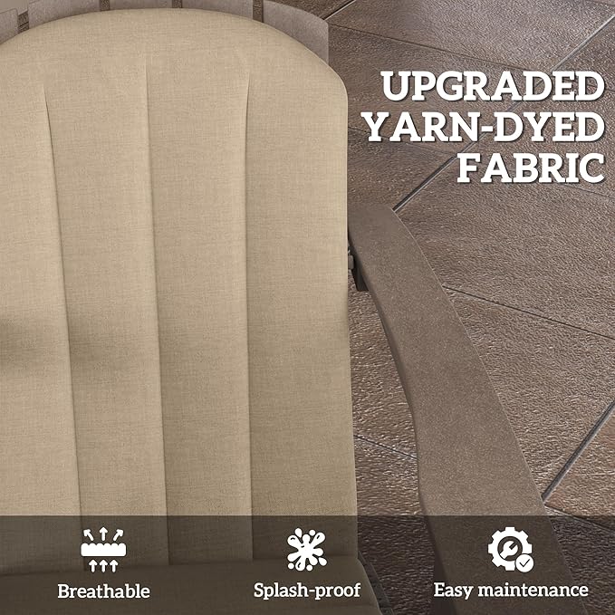 Outsunny Adirondack Chair Cushion Set of 4, Outdoor Chair Cushions with Ties, 25D High-Density Foam, High Back Patio Chair Cushions, Fade Resistant for Patio Furniture, 49" x 20" x 2", Beige