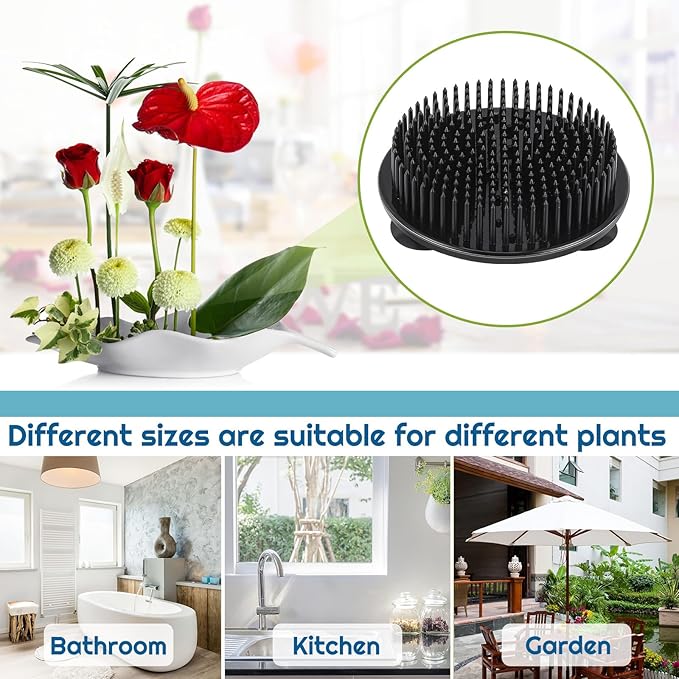 Waydress 4 Pcs 2.8 Inch Plastic Flower Frog Flower Pins Floral Frog for Arrangements Vase Japanese Floral Arrangement for Plant Decoration, Summer Activity, Wedding Decoration (Black)