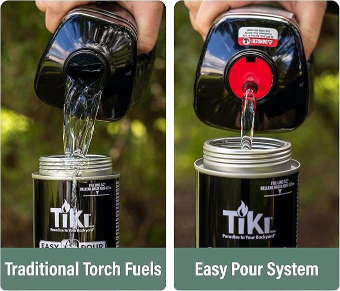 TIKI BiteFighter® Mosquito Repellent Torch Fuel 3/4 Gallon (100 oz.) 4-Pack, Citronella & Cedar Formula for Mosquito Repellency, Easy Pour Bottle, Use with Torches & Table Torches, Outdoor & Backyard