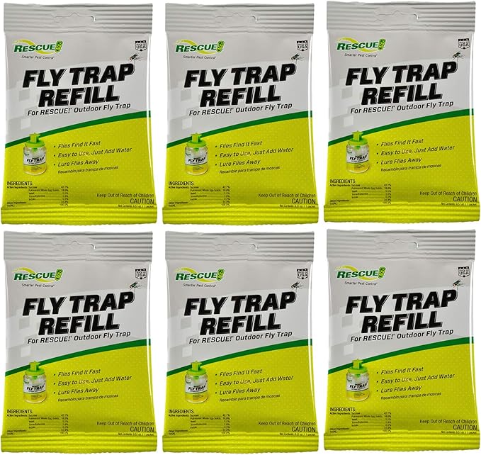 RESCUE! Reusable Fly Trap Refill – Outdoor Use - 6 Pack