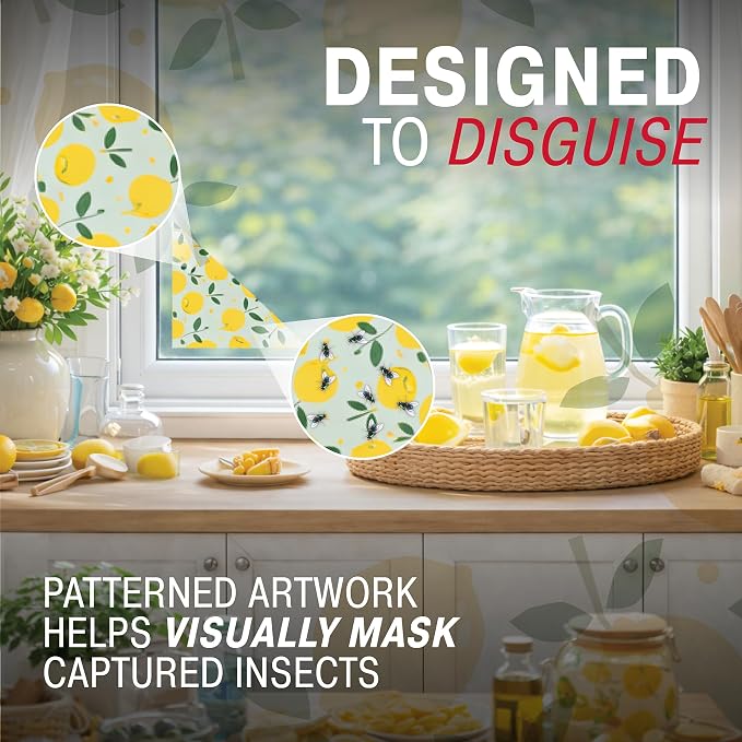 Catchmaster Fly Traps for Window Corners, Decorative 12-Pack, Gnat and Fruit Fly Strips, Disposable Discreet Bug Catcher, Insect Sticky Glue Traps, Adhesive Pest Control for Home & Kitchen