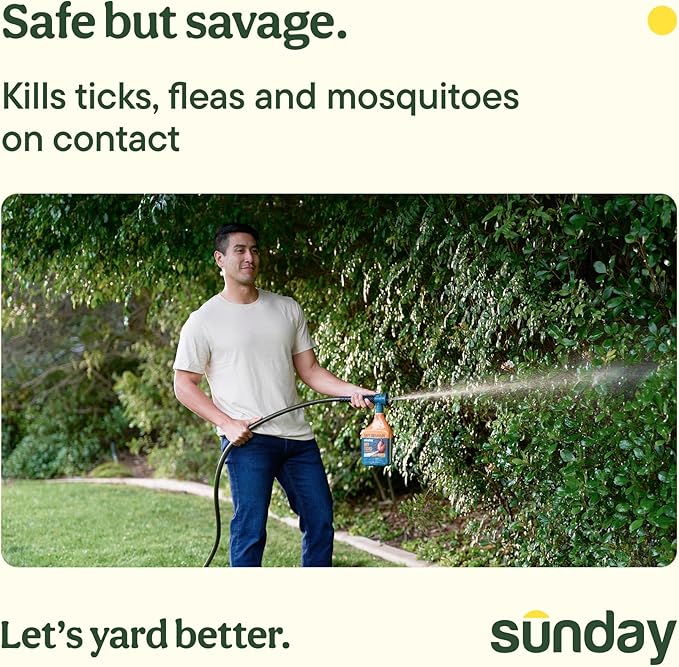 Sunday Nix Ticks - Tick Control Spray - Ready-to-Use - Concentrated Cedar Oil - Helps Kill Ticks, Tick Larvae, Fleas, and Mosquitos - Lasts up to 4 Weeks - 32 Fl Oz, 2-Pack