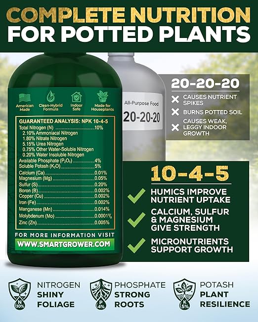 Plant Food for Houseplants, Instant Indoor Plant Fertilizer for Healthier Plants, Clean & Safe for Indoor & Outdoor Use, USA Made - Smart Grower Genius+ Easy Squirt Pump 8oz Makes 96 Gallons