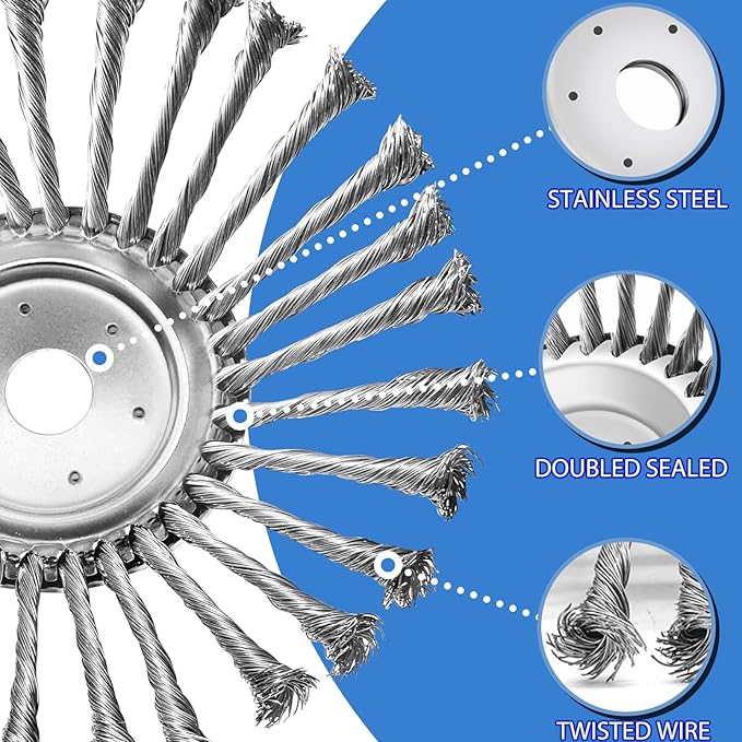 10 Inch Unbreakable Wired Trimmer Blade for Weed Eater, Steel Wire Rotary Brush Cutter Trimmer Head, Weed Eater Head for Moss Grass Rust Removal, Paving Stone, Pavement Joints or Driveway