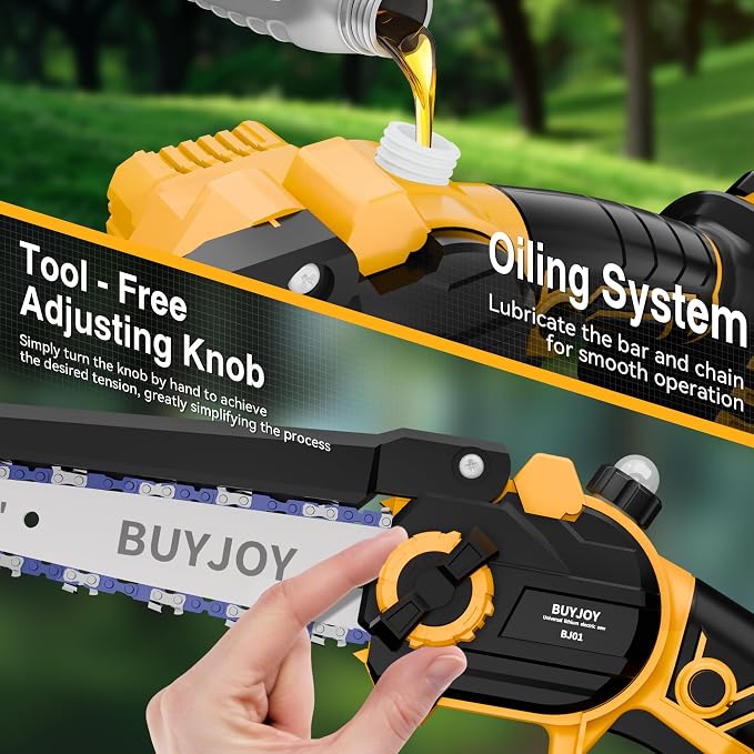 2-in-1 Electric Pole Saws for Tree Trimming, 6 Inch Mini Chainsaw Cordless with Extension Pole, 2 x 4000mAh Batteries,Battery Powered Pole Chain Saw, Tree Trimmer Limb Branch Cutter Pruner