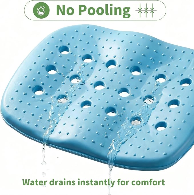 Poolside Seat Cushion, Pool Seat for Edge of Pool, Portable Outdoor Chair Mat with Carry Bag, Non-Slip & Quick-Drain for Swimming Pool, Patio, Deck, Hot Tub Bench (Blue, 2 PC)