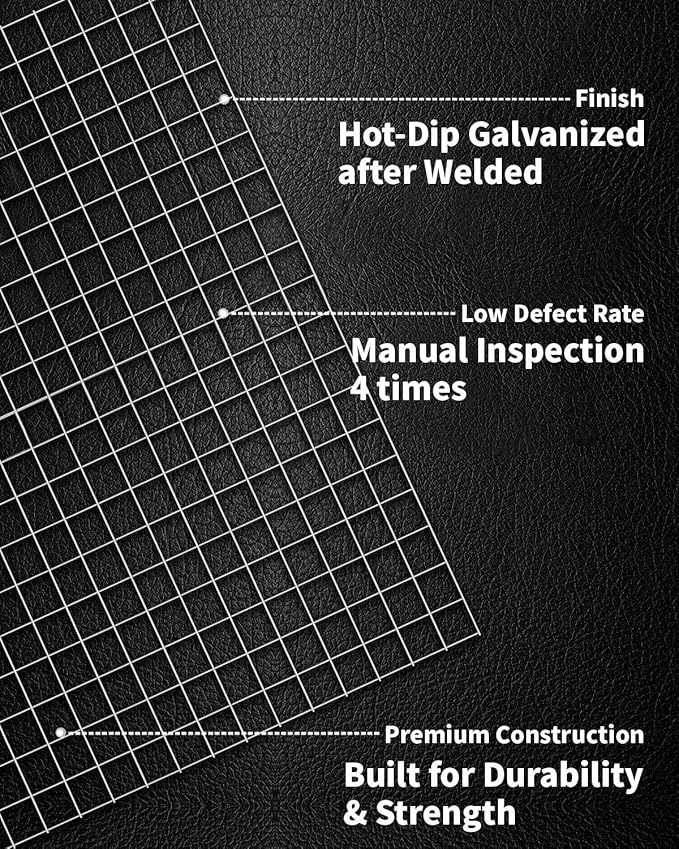 Hardware Cloth 1/2 inch Mesh 72'' x 50' 19-Gauge, Hot-Dip Galvanized After Welding, Welded Wire Mesh Roll Chicken Wire Fencing Cage Wire Rodent Wire Hardware Mesh