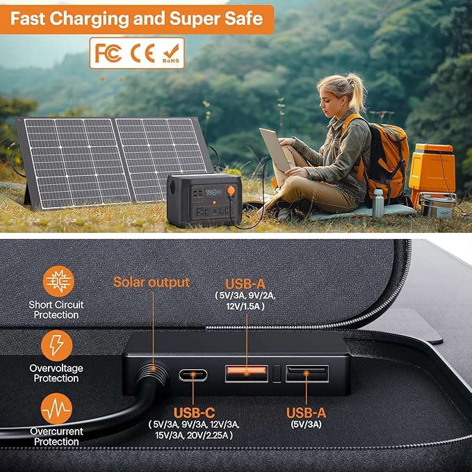 ZOUPW 100W Portable Solar Panel N-Type 16BB,25% Efffciency Ultralight 7.98lbs Foldable Solar Charger for Jackery 300/EcoFlow River/Bluetti/Anker Solix, IP67 Waterproof for RV Camping Off-Grid