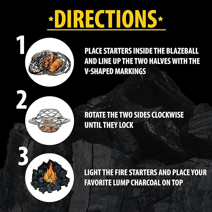 FOGO Premium Hardwood Natural Large Sized Lump Charcoal 17.6 Pound Bag, Fogostarters Natural Fire Starters and Blazaball Bundle