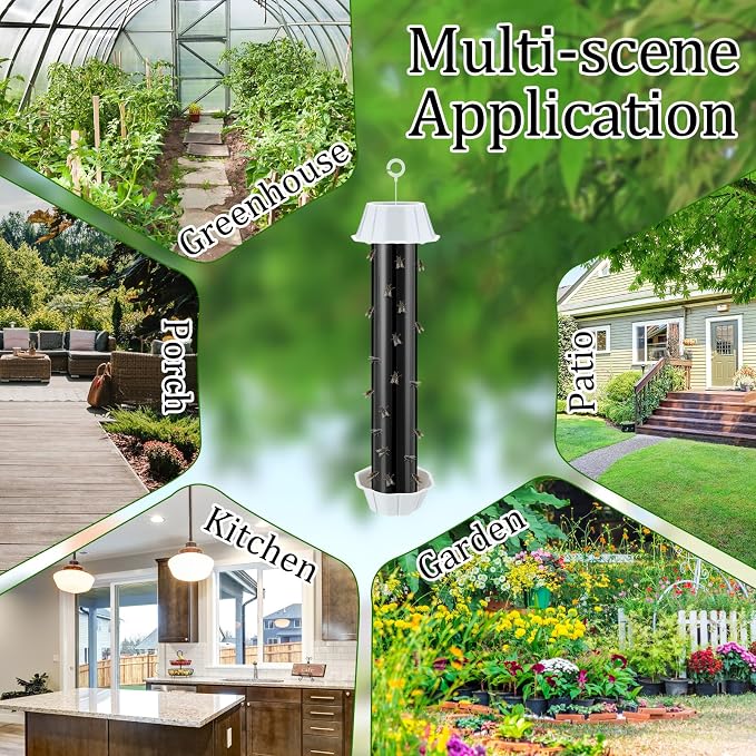Qualirey 8 Pcs Sticky Fly Trap Fly Stick Indoor Outdoor Long Lasting Hanging Flies Bug Catcher Paper Tape Strips with Hook for Wasps Gnats Bug Insects Fruit Flies Mosquitoes (Classic-2,Black)
