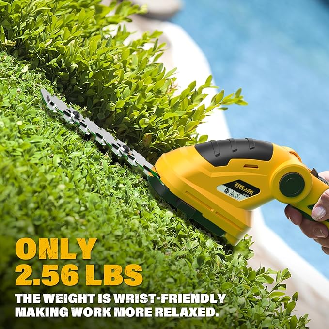ZEGJAW 7.2V Cordless Hedge Trimmer & Grass Shears, 2 in 1 Electric Handheld Shrub Trimmer, Lightweight Rechargeable Bush Trimmers for Yard, Lawn, Garden
