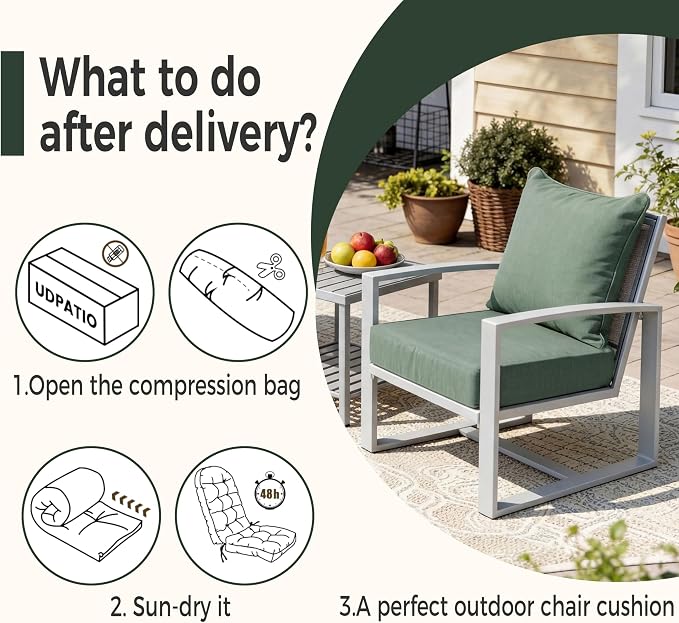 Art Leon Waterproof Outdoor Seat Cushion 24"x 24" 30D High Density Foam Patio Chair Cushions with Non-Slip Backing Patio Cushions for Patio Furniture Porch Swing Garden Bench Camping Stadium Green