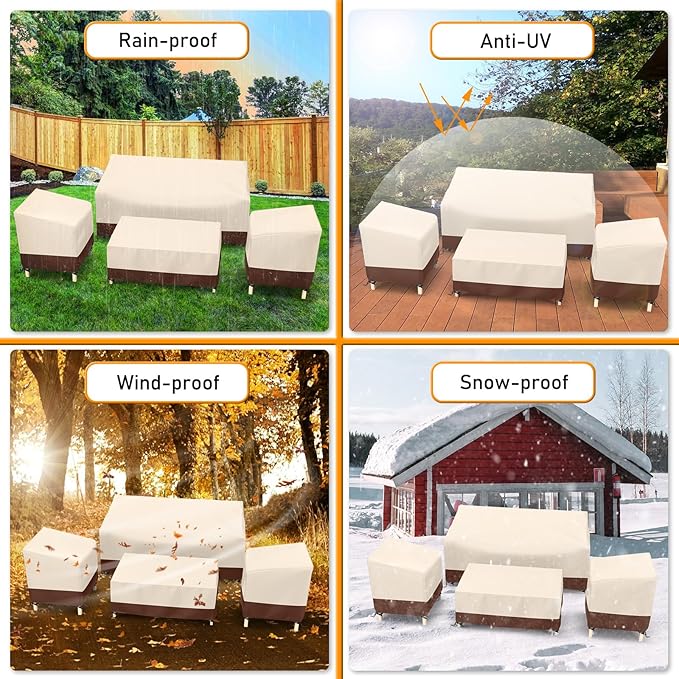STARTWO Outdoor Waterproof Patio Furniture Covers 4-Piece Set for Chairs, Loveseat and Coffee Table, Beige