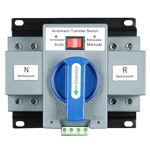 JONAS C AC220V 63A 2P Automatic Transfer Switch, Solar Mini ATS, Generator Dual Power Changeover Switch, 50Hz/60Hz Auto Dual Power Switch for Rv, Lv Power