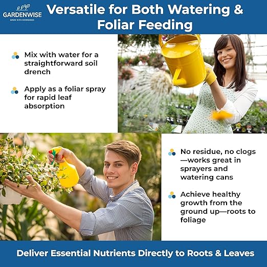 Gardenwise 20-20-20 Water-Soluble Fertilizer – Powder for Liquid Plant Food for Indoor & Outdoor Plants, Orchids, Vegetables, Lawns, Flowers – 20 20 20 Fertilizer 1/2 Quart (1 lb)