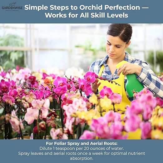 GARDENWISE Liquid Orchid Fertilizer Concentrate 3-1-2 with Micronutrients Orchid Care Made Easy (32 OZ)