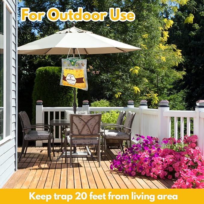 6 Pack Disposable Wasp Traps Outdoor Hanging Yellow Jacket Trap Carpenter Bee Traps for Outside Wasp and Hornet Traps Catcher Killer for Fly, Insects and Bug Outdoor Hanging Bag