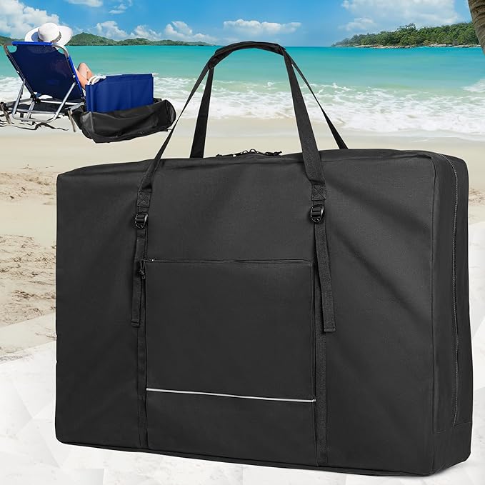 GRAOSO Carrying Bag for Folding Chair, Storage Case Fits for Beach Chair, Zero Gravity Lounge Chair, Director Chair, Folding Walker/Wheelchair, Great for Camping, Travel, Outdoors, Black