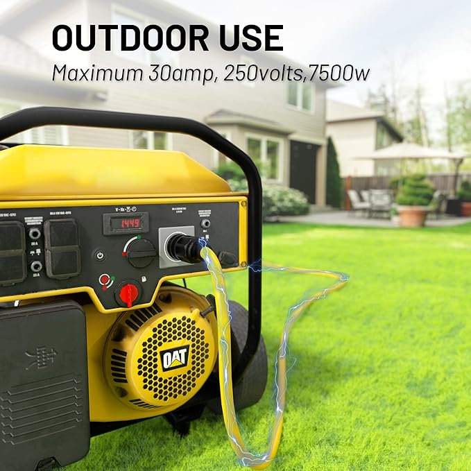 25FT 30 Amp Generator Cord, Outdoor Heavy Duty 4 Prong Extension Cord with Twist Lock, NEMA L14-30P/L14-30R, 30A 125/250V, 10 Gauge, STW, for Home Emergencies, RVs, ETL Listed, Yellow
