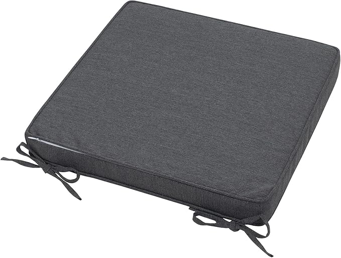 Magpie Fabrics Square Corner Seat Cushion, 18" x 18" x 2.5", 2 Pack, Indoor/Outdoor Waterproof Weather Resistant Universal Chair Pads for Patio Garden Dining - Dark Gray