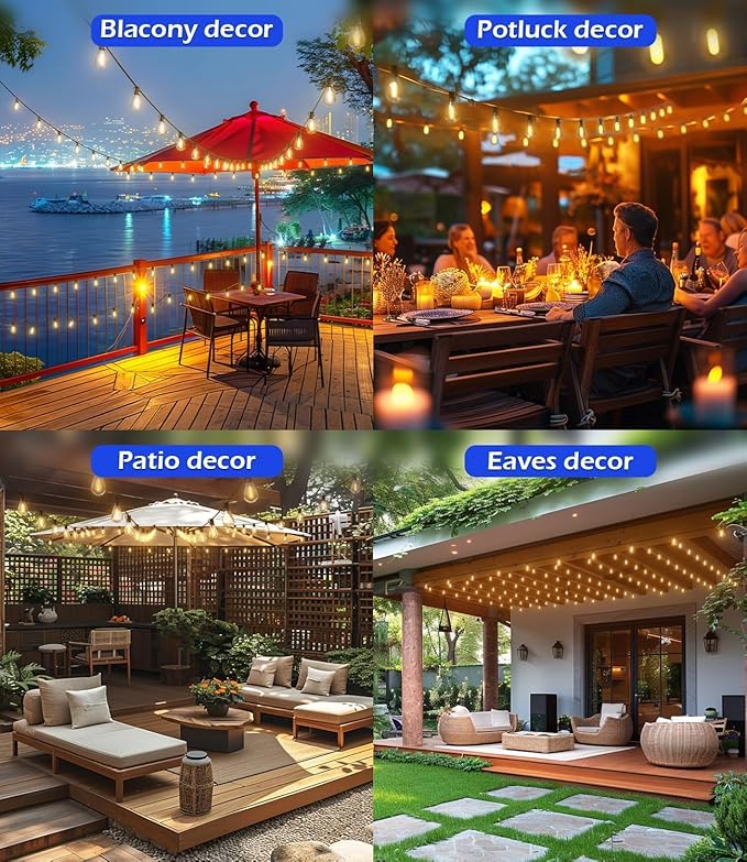 Tenmiro 200FT Outdoor String Lights, Ultra Long LED Patio Lights with Shatterproof High Brightness S11 Edison Bulbs, Outside Hanging Light Waterproof for Backyard Deck Porch Party Decor 2700K