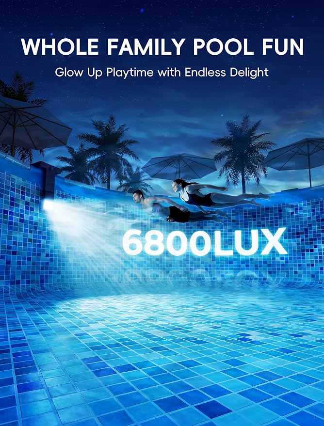 Solar Pool Lights Only for Metal Frame Above Ground Pools, 10-Color RGB 4-Mode LED Underwater Submersible Poolside Light with Auto Dusk Sensor, Waterproof Design, Remote & Timer Off, 1 Pack