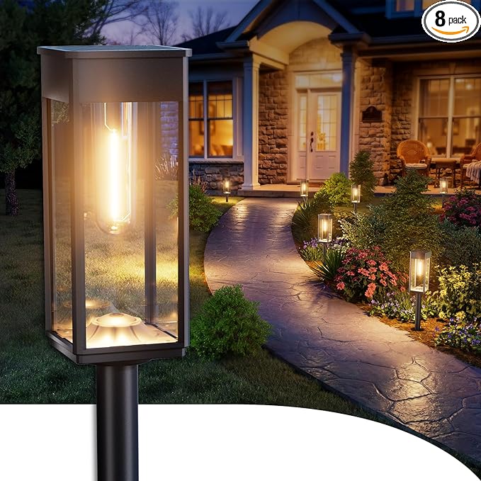 ALFIOT Solar Pathway Lights Outdoor, 8 Pack Bright Solar Lights Outdoor, Auto On/Off, IP65 Waterproof Solar Garden Lights Solar Powered Landscape Lighting for Yard Patio Walkway Driveway Pathway