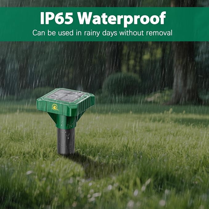8 Pack Mole Repellent Solar Powered, Gopher Repellent Ultrasonic for Lawns, IP65 Waterproof Mole Deterrent for Yard, Outdoor Pest Control for Groundhog, Vole, Armadillo, Chipmunk, Snake