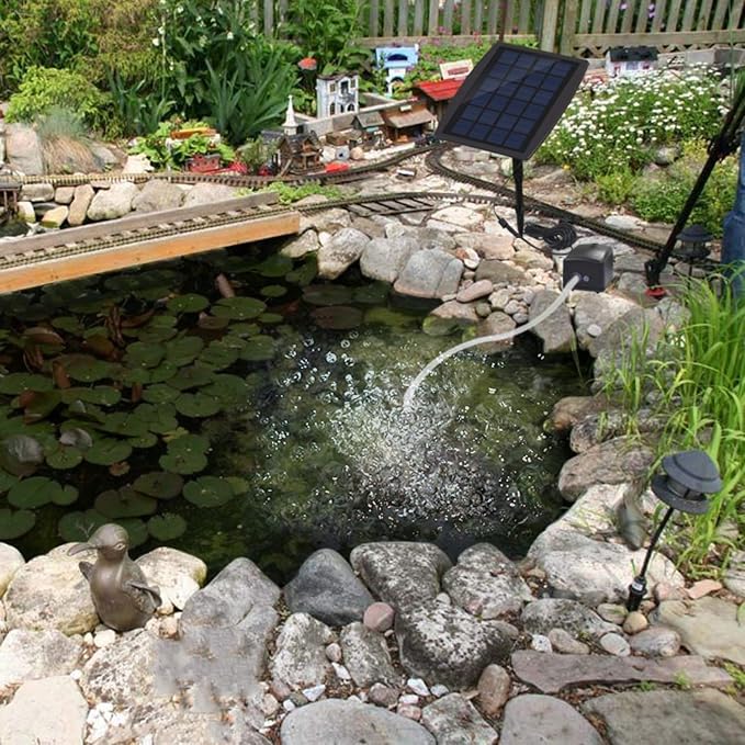 Solar Air Pump for Fish Pond, 10 + 10 ft Extension Cable, 20 Hours Output,3 Modes, Hoses and Bubble Stone, Solar Powered Oxygenator Aerator Bubbler for Small koi Pond