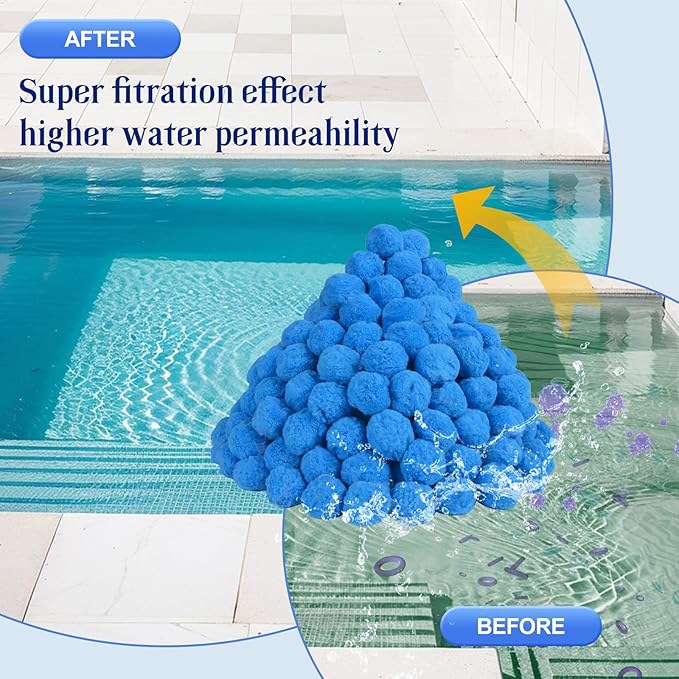 3.1 LBS Blue Pool Filter Balls for Sand Filter, New Efficient Pool Filter Media Balls for Swimming Pool Sand Pump, Eco-Friendly Filter Balls Equals 110 lbs Pool Filter Sand for All Sand Filter System